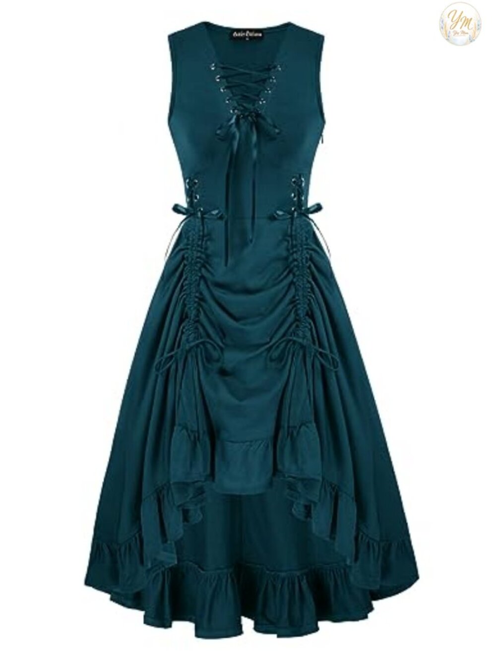 Renaissance Steampunk Lace Up High Low Dress Gothic Pirate Costume